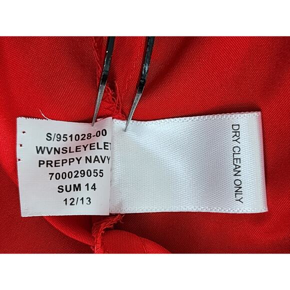 Banana Republic Sleeveless Eyelet Fit & Flare Dress Size 14 Red Blue Overlay - Picture 5 of 9